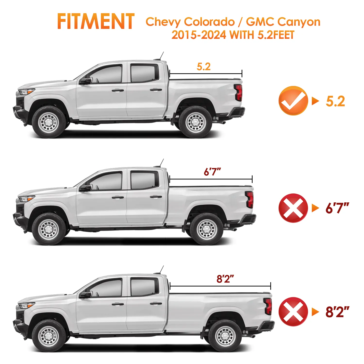 5.2ft Soft Roll Up Truck Bed Cover for Chevy Colorado / GMC Canyon 2015-2022