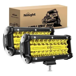6.5 Inch 120W Triple Row Amber White Spot Flood LED Light Bars (Pair)