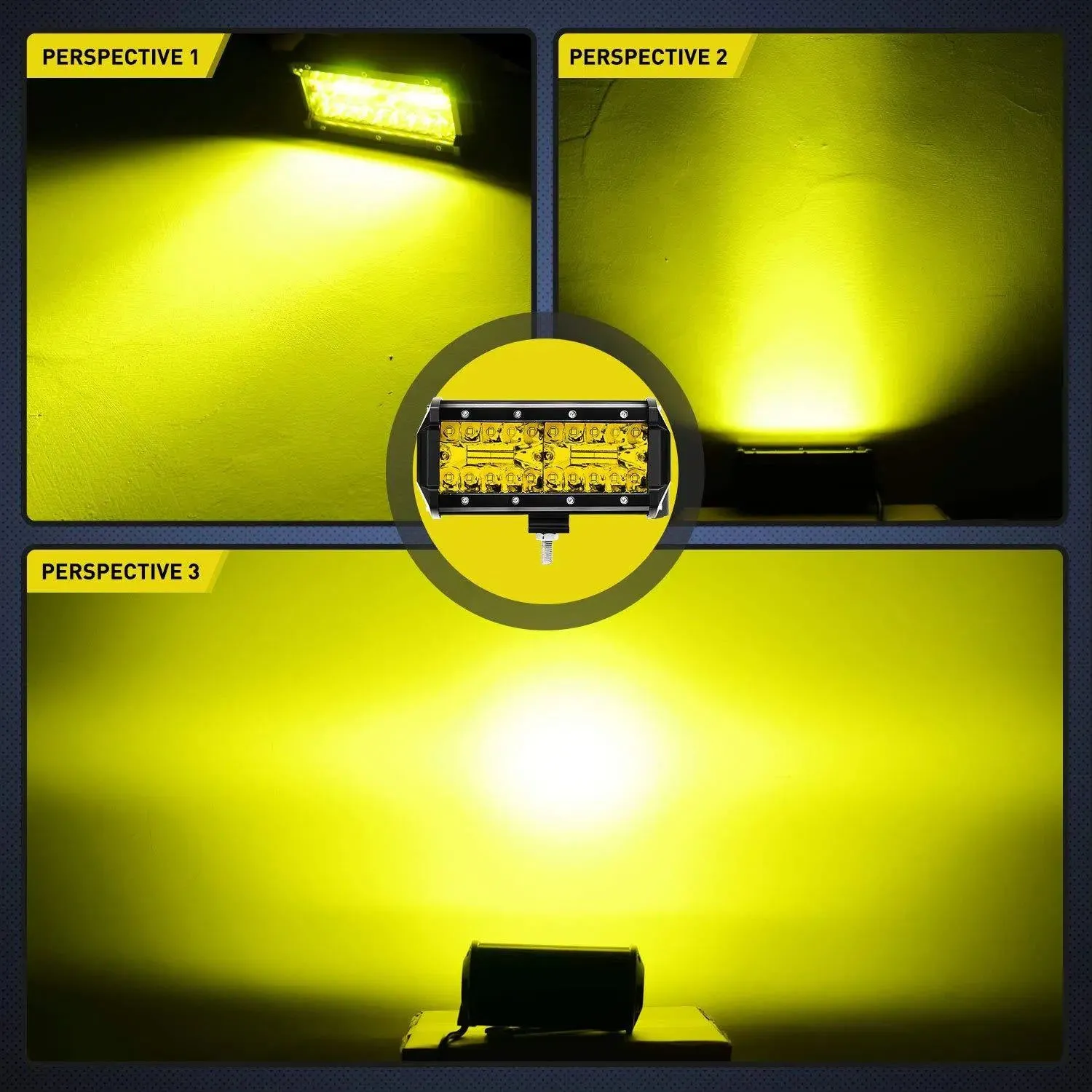 6.5 Inch 120W Triple Row Amber White Spot Flood LED Light Bars (Pair)