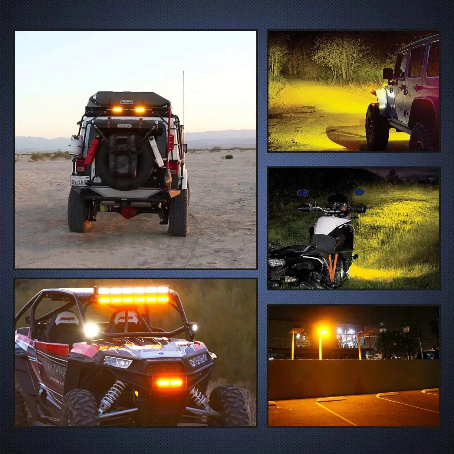 6.5 Inch 120W Triple Row Amber White Spot Flood LED Light Bars (Pair)