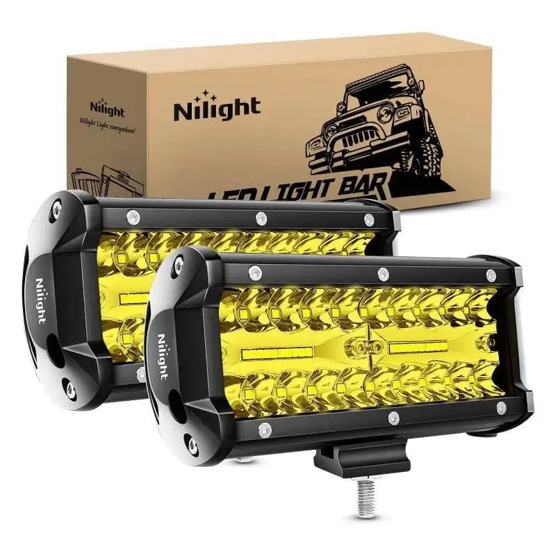 6.5 Inch 120W Triple Row Amber White Spot Flood LED Light Bars (Pair)