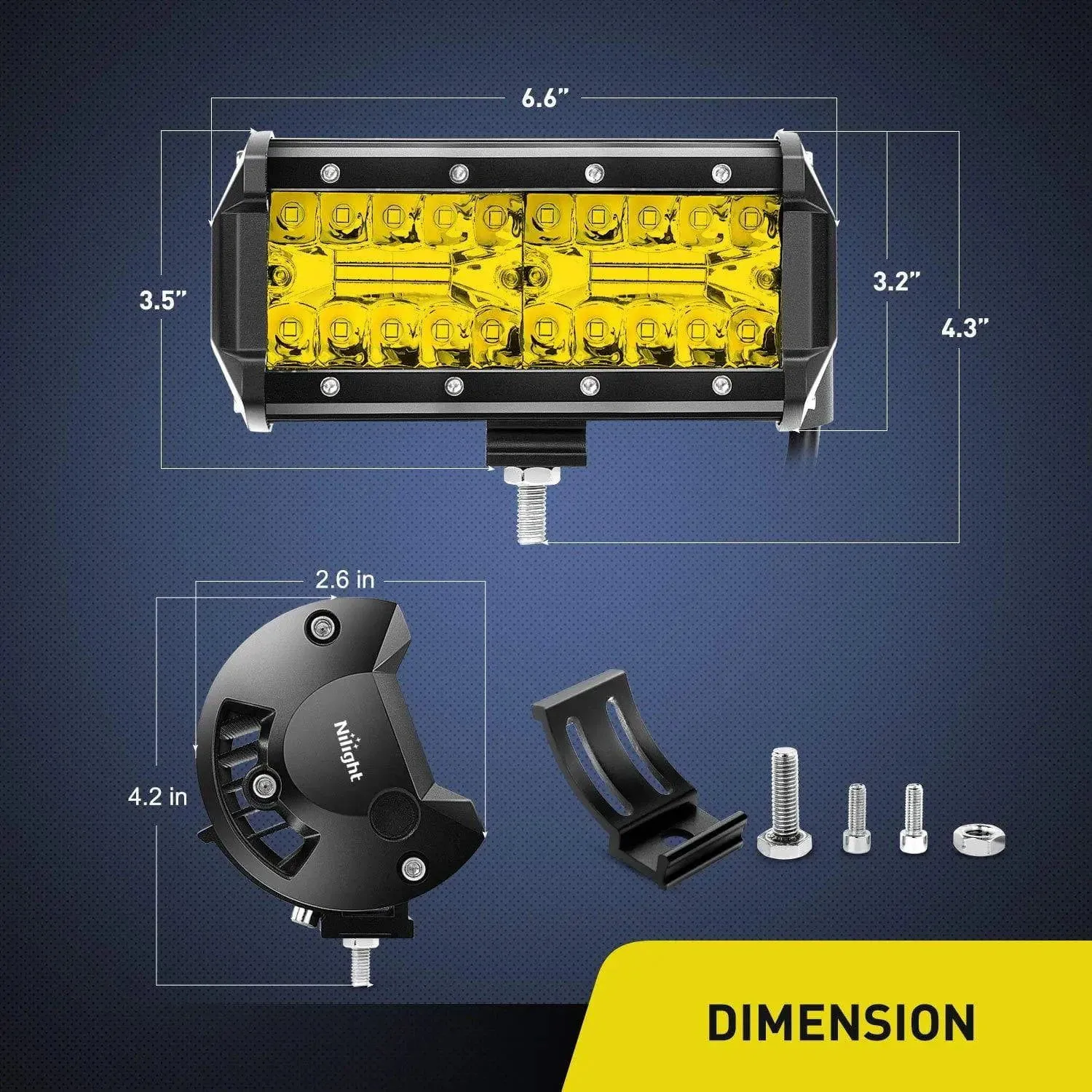 6.5 Inch 120W Triple Row Amber White Spot Flood LED Light Bars (Pair)