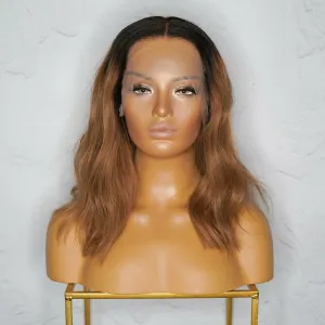 ANEESHA Brown Ombre Human Hair Lace Front Wig