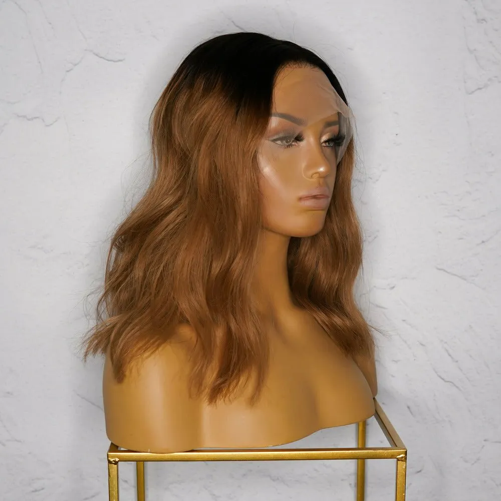 ANEESHA Brown Ombre Human Hair Lace Front Wig