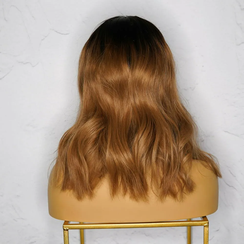 ANEESHA Brown Ombre Human Hair Lace Front Wig