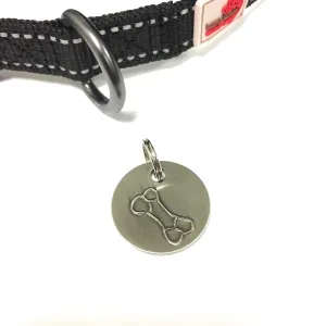 Antique Nickel Bone, Silver Grey Dog Tags (22mm)