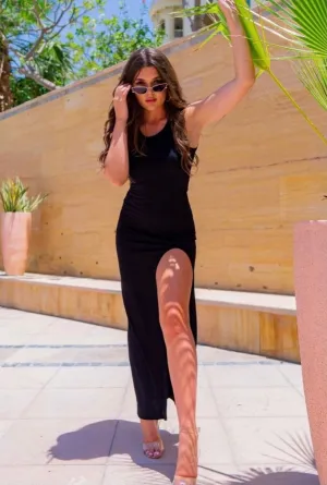 Black Thigh Split Maxi dress