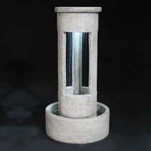 Cylinder Rain Fountain with 24" Basin Fiore Stone