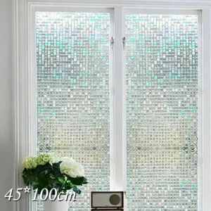 Decorative Door Window Sticker Non Adhesive Privacy Films Removable Rainbow  Glass Film for Home Office 45*100cm 2024