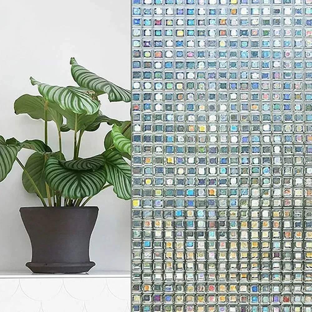 Decorative Door Window Sticker Non Adhesive Privacy Films Removable Rainbow  Glass Film for Home Office 45*100cm 2024