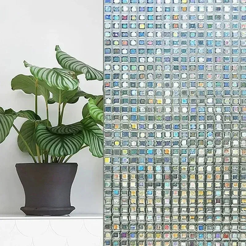 Decorative Door Window Sticker Non Adhesive Privacy Films Removable Rainbow  Glass Film for Home Office 45*100cm 2024