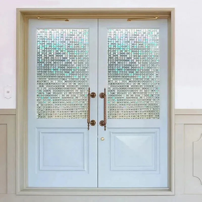 Decorative Door Window Sticker Non Adhesive Privacy Films Removable Rainbow  Glass Film for Home Office 45*100cm 2024