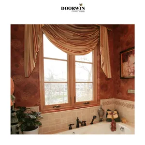 Doorwin 2021Factory hot sale wood and aluminium anti-mosquito crank handle casement window with security grilles for home