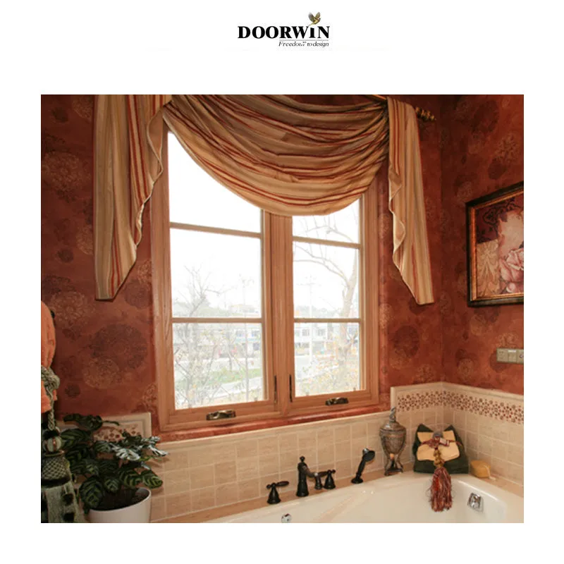 Doorwin 2021Factory hot sale wood and aluminium anti-mosquito crank handle casement window with security grilles for home