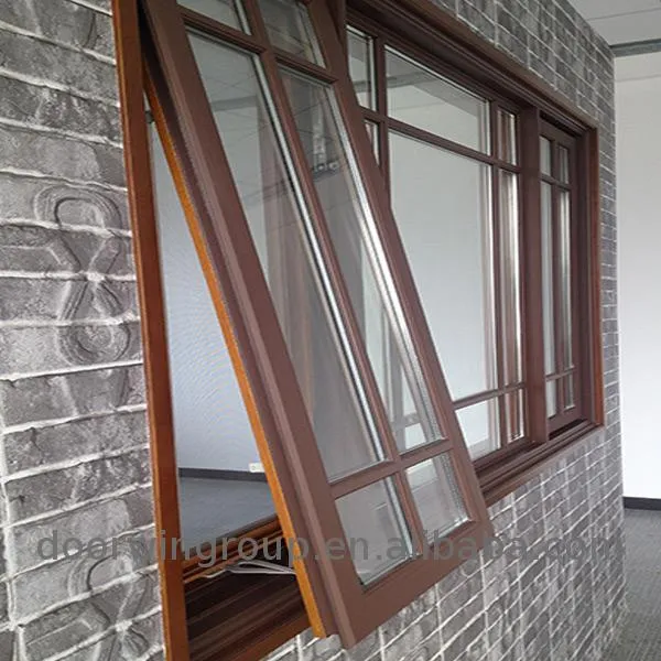 Doorwin 2021Factory hot sale wood and aluminium anti-mosquito crank handle casement window with security grilles for home