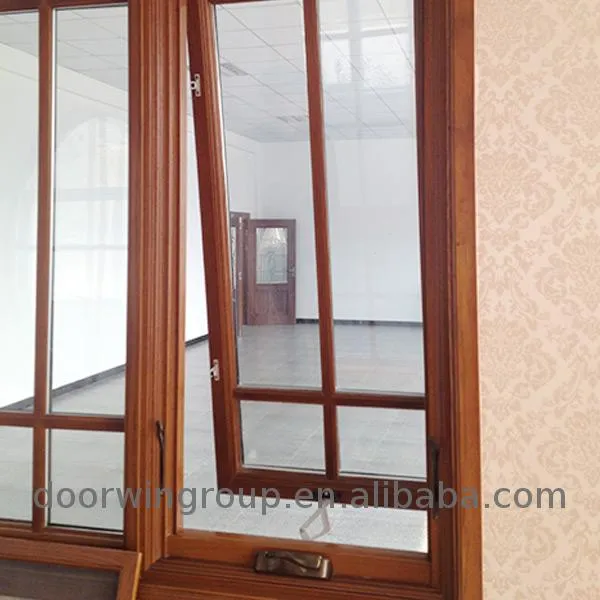 Doorwin 2021Factory hot sale wood and aluminium anti-mosquito crank handle casement window with security grilles for home