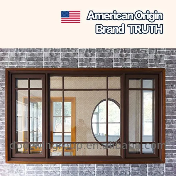 Doorwin 2021Factory hot sale wood and aluminium anti-mosquito crank handle casement window with security grilles for home