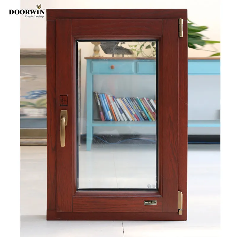 Doorwin 2021Hot sale good quality factory directly European style soundproof sound insulation aluminum wood color shutter windows