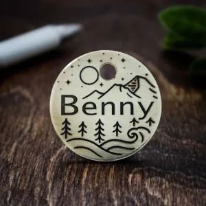 Engraved Dog Tags - Nighttime Wilderness Design