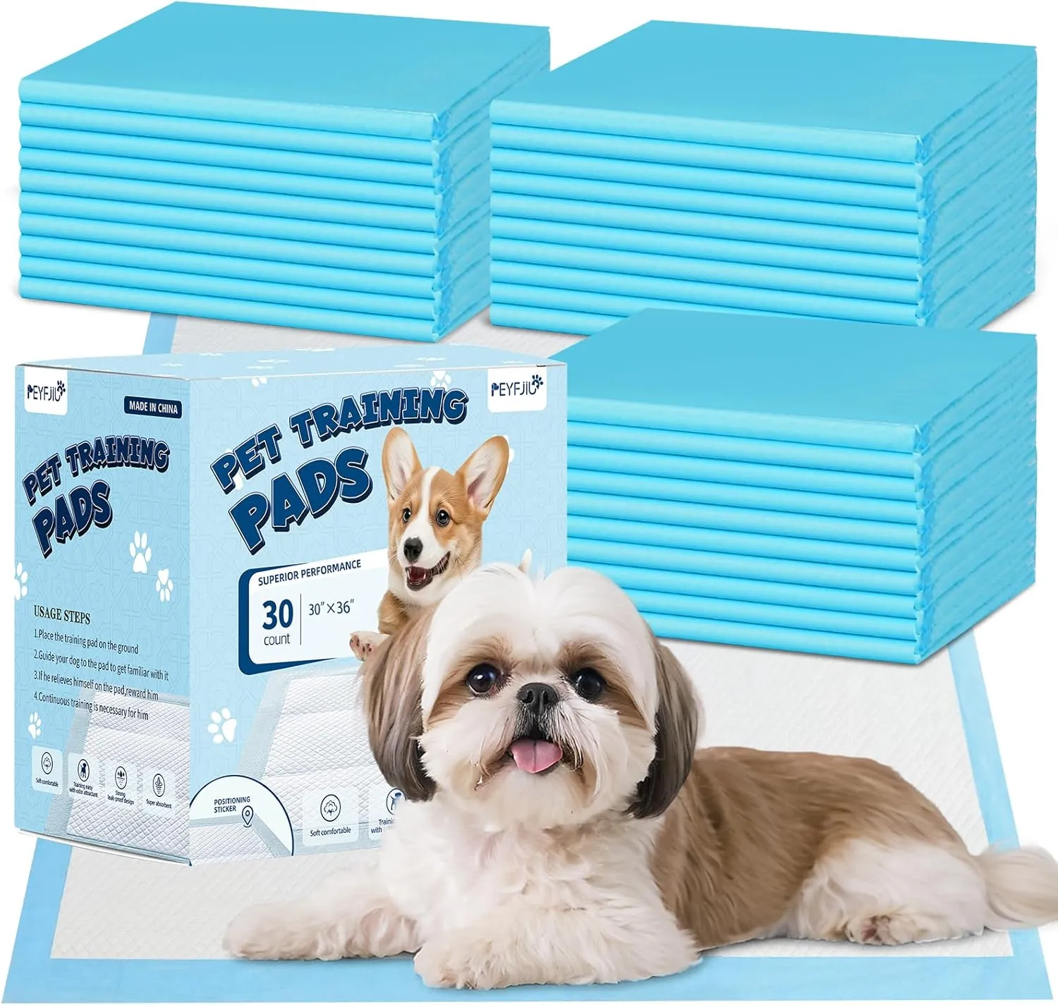 Extra Large Dog Training Pads, 30" x 36" Super Absorbent Puppy Pee Pads with Leak-Proof Design, Disposable Potty Pads for Dogs, Cats, and Puppies, 30 Count
