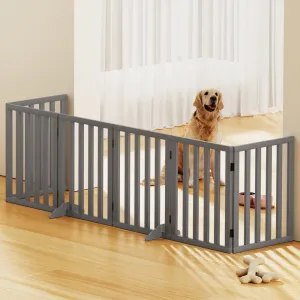 Foldable 6-Panel Wooden Dog Playpen with Steel Hinges - i.Pet