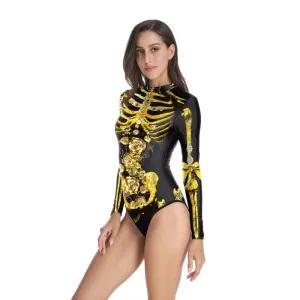 Halloween Costumes Vintage Skeleton Rose Scary Costumes Skinny Jumpsuit Bodysuit 2019 halloween