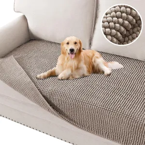 H.VERSAILTEX Plush Chenille Dog Bed Cover Thick Soft Sofa Cover for 3 Cushion Couch Anti Slip Couch Cover Furniture Protector for Dog, Pet, Cat (35" x 82", Cuban Sand)