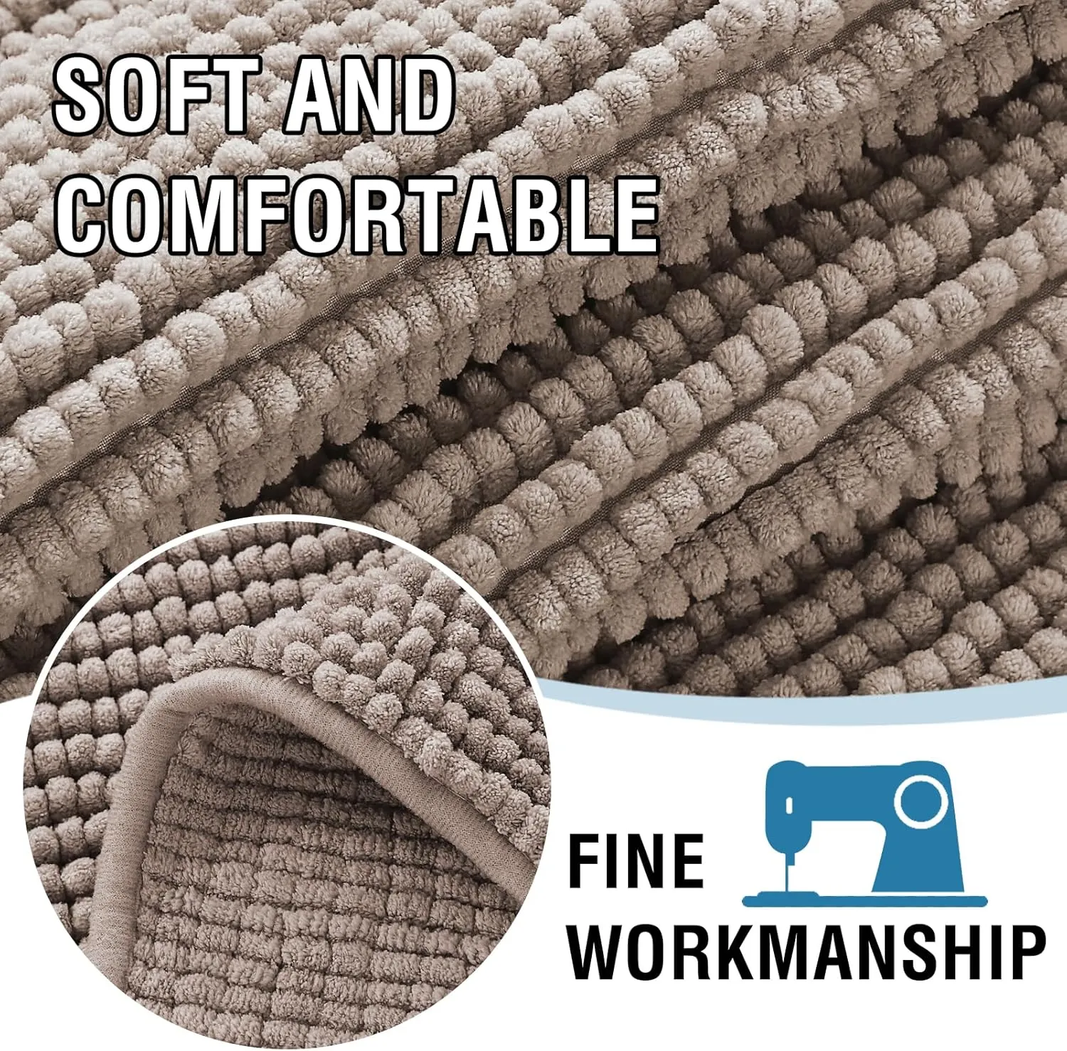 H.VERSAILTEX Plush Chenille Dog Bed Cover Thick Soft Sofa Cover for 3 Cushion Couch Anti Slip Couch Cover Furniture Protector for Dog, Pet, Cat (35" x 82", Cuban Sand)