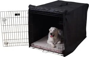 K9 Ballistics Tough Crate Cover - 36 Inch Dog Crate Cover Durable Pet Kennel Cover Universal Fit for Wire Dog Crate (Black)