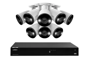 Lorex Fusion 4K (16 Camera Capable) 3TB Wired NVR System with Bullet Cameras Featuring Smart Deterrence and Two-Way Talk
