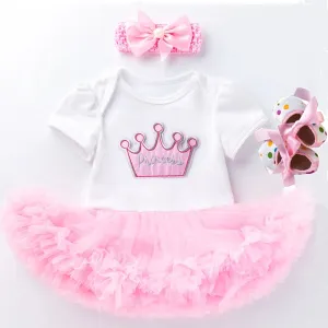 Newborn Infant Halloween Costumes Short Sleeve Princess Crown Baby Girl Party Dress Tutus Newborn Clothes