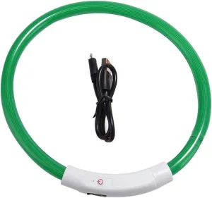 PET LED Light-UP Glow-in-The-Dark USB Rechargeable Collar Dog Night Safety Flash (A)