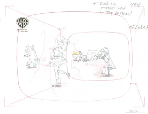 Pinky And The Brain Original Production Drawing: Pinky, Brain, Mr. Itch