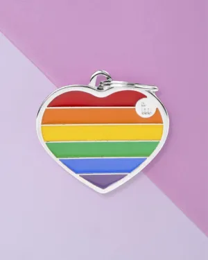 Rainbow Heart Custom Pet ID Tag