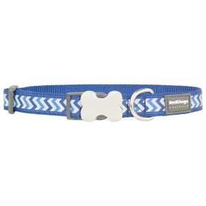 Red Dingo Dog Reflective Ziggy Collar Dark Blue S 12mm