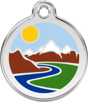 Red Dingo Enamel Dog & Cat ID Tags Mountains Light Blue