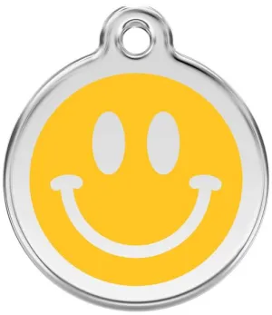 Red Dingo Enamel Dog & Cat ID Tags Smiley Face