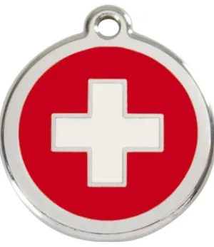 Red Dingo Enamel Dog & Cat ID Tags Switzerland Flag