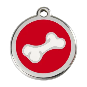 Red Dingo Stainless Steel & Enamel 3D Bone Dog ID Tag