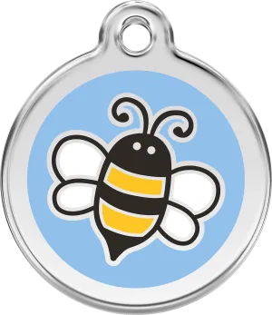 Red Dingo Stainless Steel & Enamel Bumble Bee Dog ID Tag - Light Blue