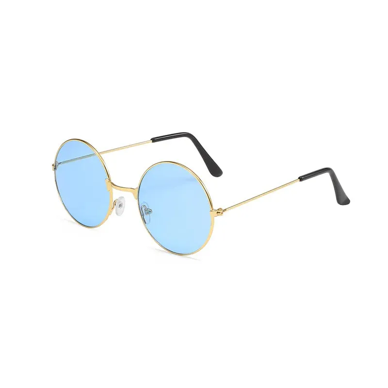 Retro Small Round Hippie Sunglasses Fashion Circle Metal Frame Sun Glasses Disco Party Candy Color Lens Eyewear for Women Men