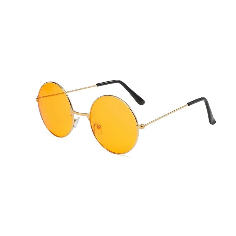 Retro Small Round Hippie Sunglasses Fashion Circle Metal Frame Sun Glasses Disco Party Candy Color Lens Eyewear for Women Men