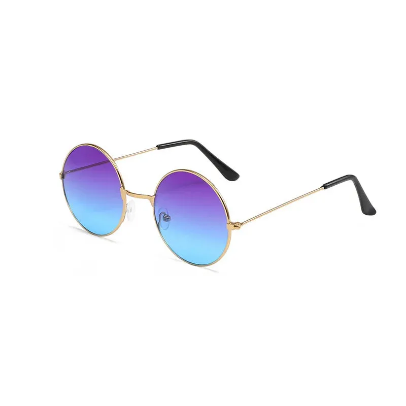 Retro Small Round Hippie Sunglasses Fashion Circle Metal Frame Sun Glasses Disco Party Candy Color Lens Eyewear for Women Men