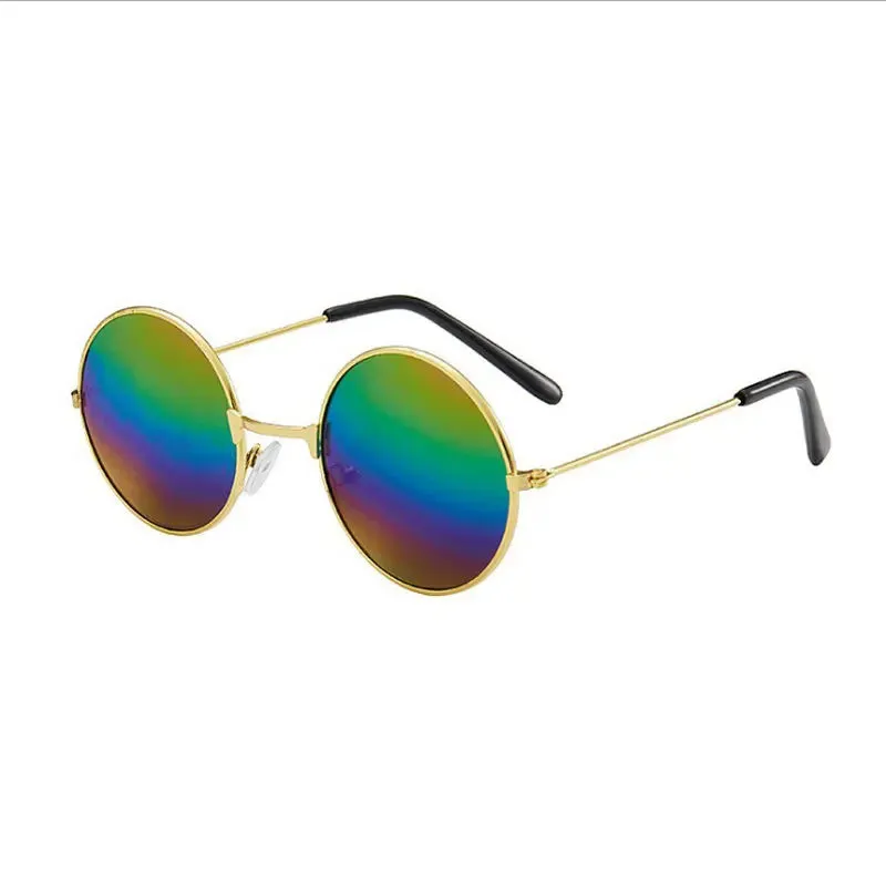Retro Small Round Hippie Sunglasses Fashion Circle Metal Frame Sun Glasses Disco Party Candy Color Lens Eyewear for Women Men