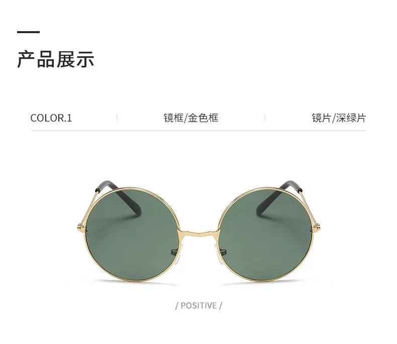 Retro Small Round Hippie Sunglasses Fashion Circle Metal Frame Sun Glasses Disco Party Candy Color Lens Eyewear for Women Men