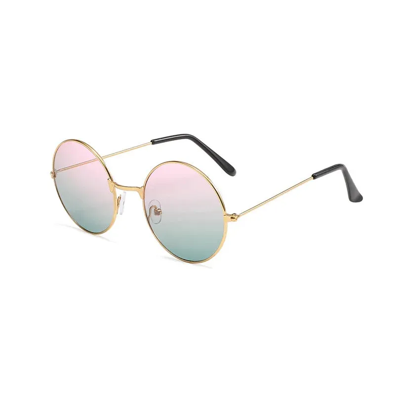 Retro Small Round Hippie Sunglasses Fashion Circle Metal Frame Sun Glasses Disco Party Candy Color Lens Eyewear for Women Men