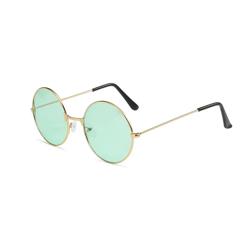 Retro Small Round Hippie Sunglasses Fashion Circle Metal Frame Sun Glasses Disco Party Candy Color Lens Eyewear for Women Men