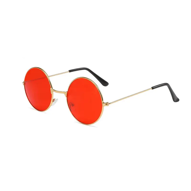 Retro Small Round Hippie Sunglasses Fashion Circle Metal Frame Sun Glasses Disco Party Candy Color Lens Eyewear for Women Men