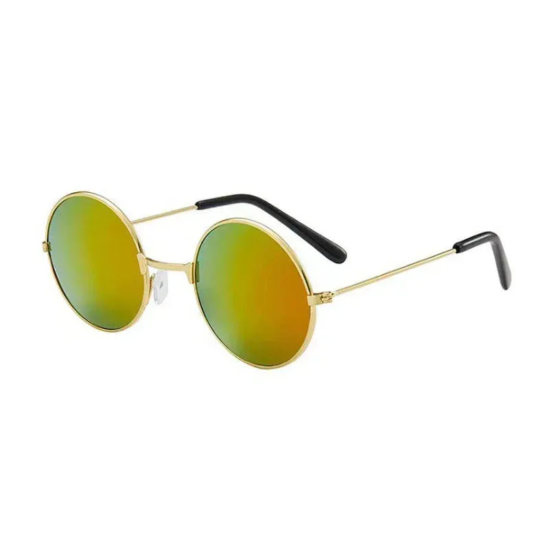 Retro Small Round Hippie Sunglasses Fashion Circle Metal Frame Sun Glasses Disco Party Candy Color Lens Eyewear for Women Men
