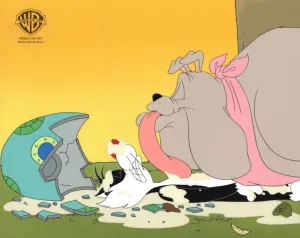 Sylvester and Tweety Mysteries Original Production Cel on Original Background: Sylvester, Hector